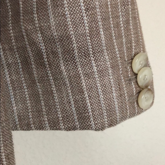 100% Linen Pinstriped Perry Ellis Blazer - Picture 5 of 7